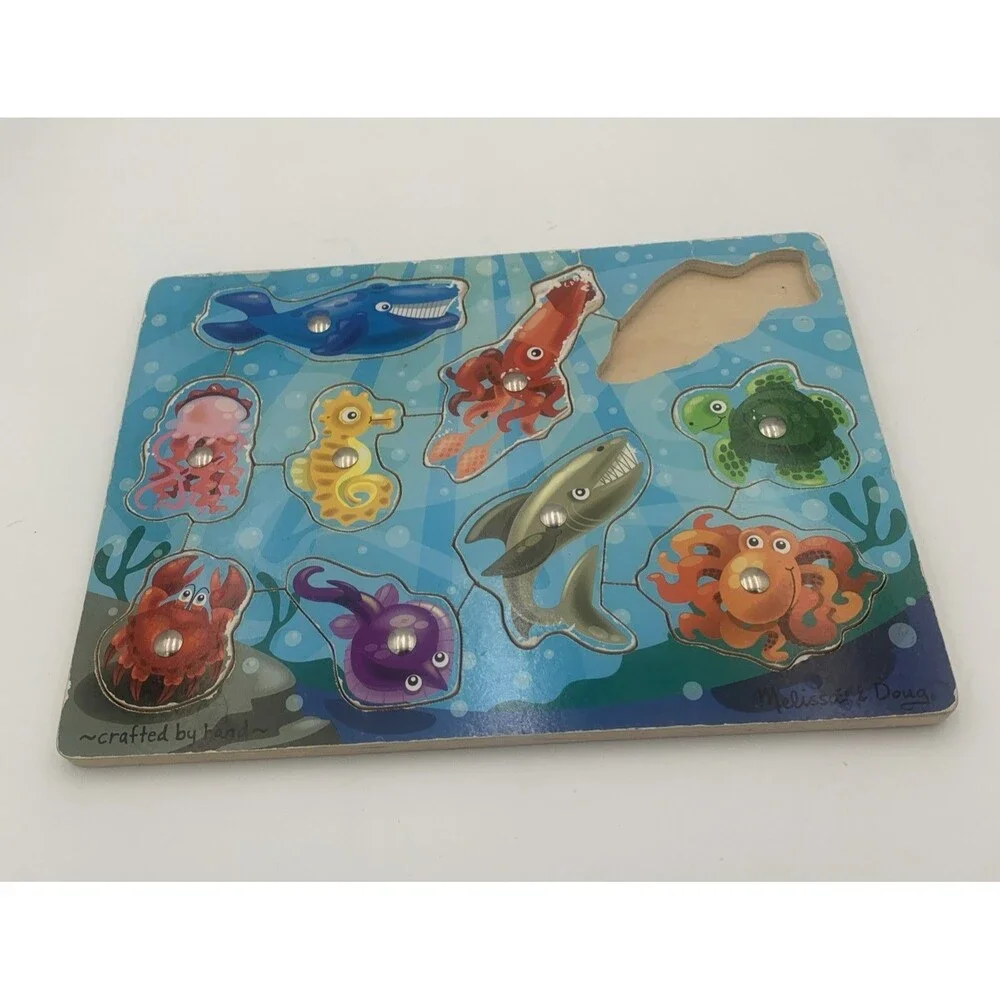 melissa and doug puzzles lot of 3 each broad is missing 1 piece